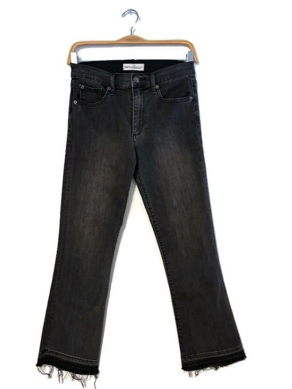 GAP 1969 Crop Flare High Rise Jeans Black Wash Women’s size 26 2